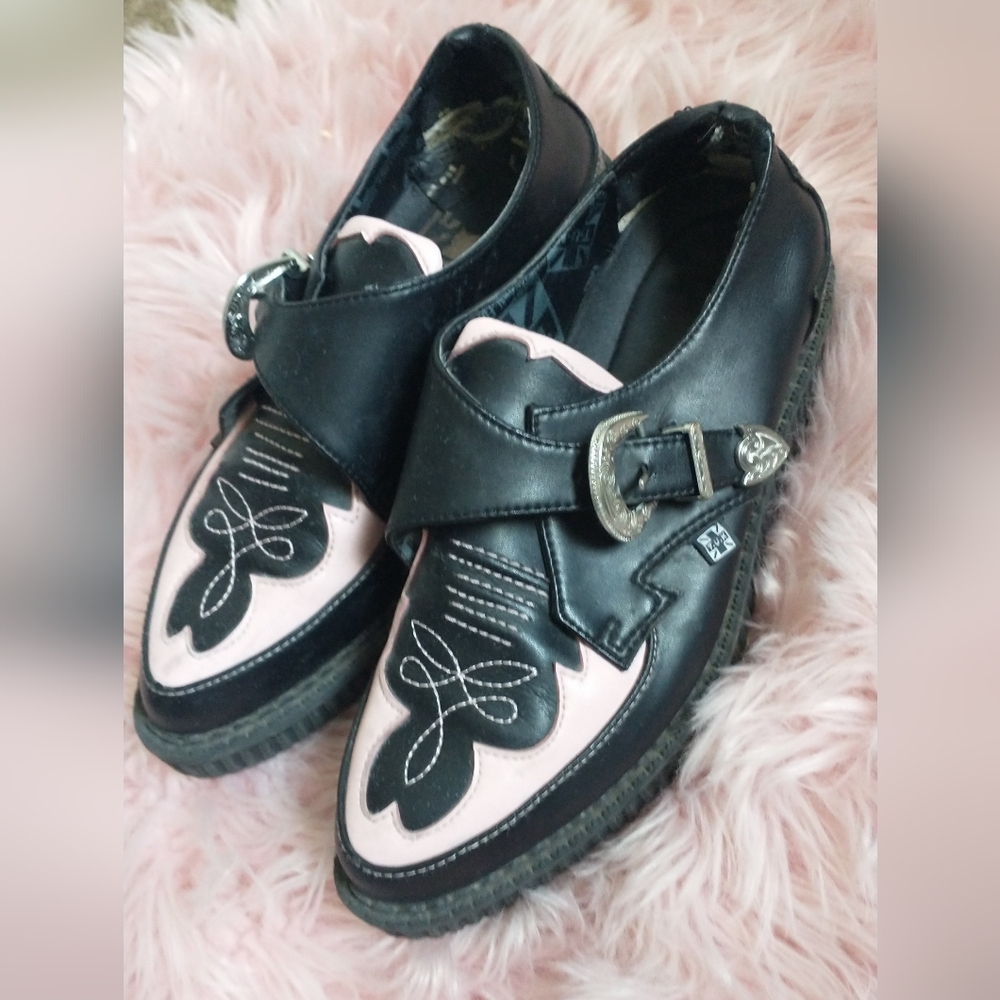 T.U.K Y2K Platform Western Stylish Black and Pink Women's Shoes 6 - Picture 9 of 13